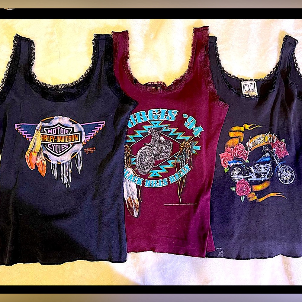 Harley Davidson Motorcycle Sturgis Daytona Vintage lace tank top 90’s  size M/L